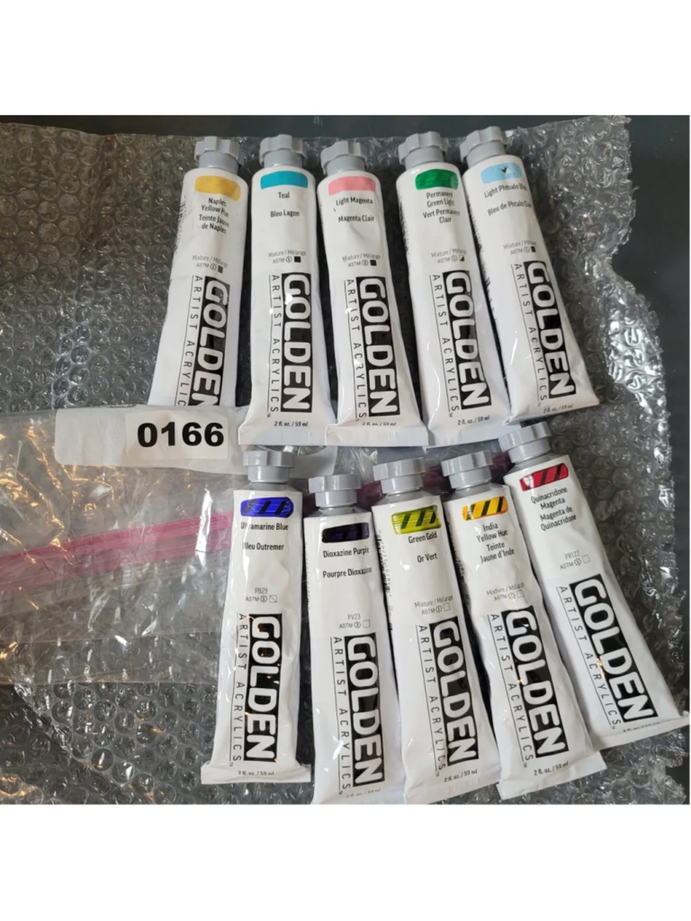 #166 Golden Heavy Body Acrylic Paint Lot Of 10 Colors New/Sealed 2oz